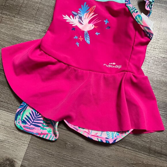Nabaiji Sleeveless Tank Snap Bottom Swim Suit Onsie Pink Baby Girl Size 0-3 M - Picture 4 of 6